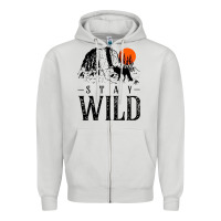 Dove Grey stay wild illustration with mountain Zipper Hoodie - artisFamous