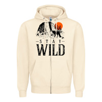 Sandshell stay wild illustration with mountain Zipper Hoodie - artisFamous