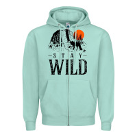 Seafoam stay wild illustration with mountain Zipper Hoodie - artisFamous