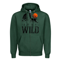 Sports Green stay wild illustration with mountain Zipper Hoodie - artisFamous