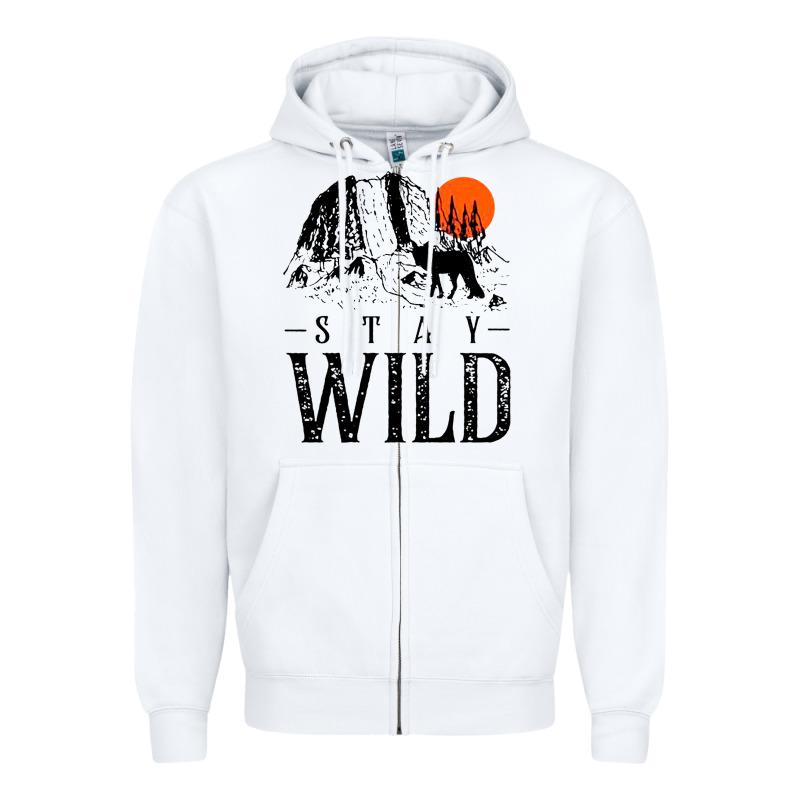 Stay Wild Illustration With Mountain Zipper Hoodie by artisFamous | Teevron
