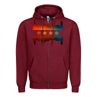 Burgundy chicago flag skyline Zipper Hoodie - artisFamous