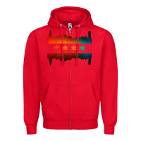 Red chicago flag skyline Zipper Hoodie - artisFamous