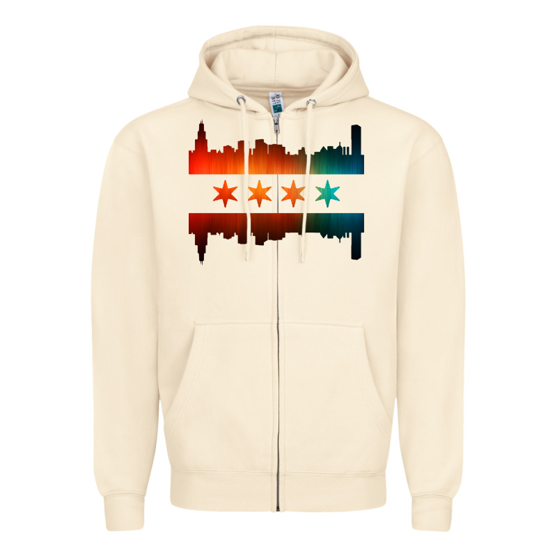 Chicago Flag Skyline Zipper Hoodie by artisFamous | Teevron