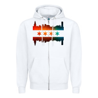 White chicago flag skyline Zipper Hoodie - artisFamous