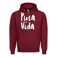 Burgundy costa rica pura vida Zipper Hoodie - artisFamous