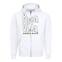 White costa rica pura vida Zipper Hoodie - artisFamous