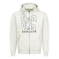 Oatmeal Heather costa rica pura vida Zipper Hoodie - artisFamous