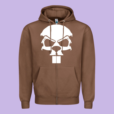 Crazy Beaver Skull Zipper Hoodie Designed By Artisfamous