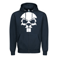 Navy crazy beaver skull Zipper Hoodie - artisFamous