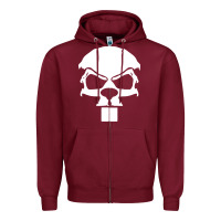 Burgundy crazy beaver skull Zipper Hoodie - artisFamous