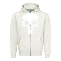 Oatmeal Heather crazy beaver skull Zipper Hoodie - artisFamous