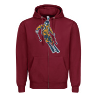 Burgundy born to ski Zipper Hoodie - artisFamous