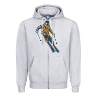 Heather Grey born to ski Zipper Hoodie - artisFamous