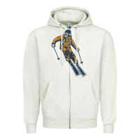 Oatmeal Heather born to ski Zipper Hoodie - artisFamous