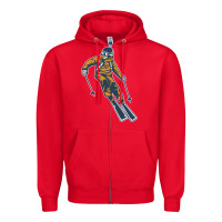Red born to ski Zipper Hoodie - artisFamous