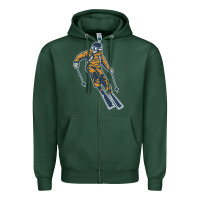 Sports Green born to ski Zipper Hoodie - artisFamous