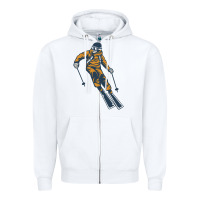 White born to ski Zipper Hoodie - artisFamous