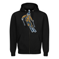 Black born to ski Zipper Hoodie - artisFamous