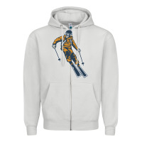 Dove Grey born to ski Zipper Hoodie - artisFamous