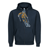 Navy born to ski Zipper Hoodie - artisFamous