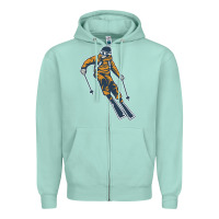 Seafoam born to ski Zipper Hoodie - artisFamous