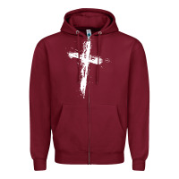 Burgundy cross Zipper Hoodie - artisFamous