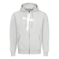 Dove Grey cross Zipper Hoodie - artisFamous