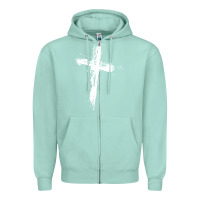 Seafoam cross Zipper Hoodie - artisFamous