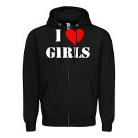 Black i love girls Zipper Hoodie - artisFamous