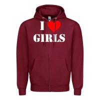 Burgundy i love girls Zipper Hoodie - artisFamous