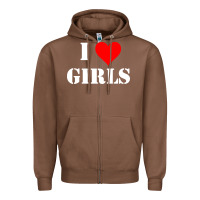 Chestnut i love girls Zipper Hoodie - artisFamous