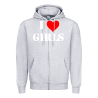 Heather Grey i love girls Zipper Hoodie - artisFamous