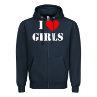 Navy i love girls Zipper Hoodie - artisFamous