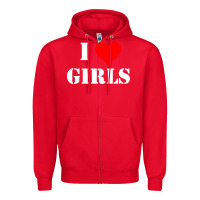 Red i love girls Zipper Hoodie - artisFamous