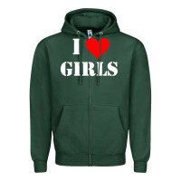 Sports Green i love girls Zipper Hoodie - artisFamous