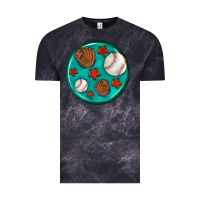 Cloud Black baseball with sunflower round earrings Vintage Tee - BundleAndBundleShop