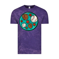 Cloud Purple baseball with sunflower round earrings Vintage Tee - BundleAndBundleShop