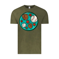 Vintage Olive baseball with sunflower round earrings Vintage Tee - BundleAndBundleShop
