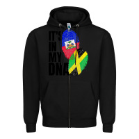 Black jamaican and haitian mix flag dna heritage Zipper Hoodie - artisFamous