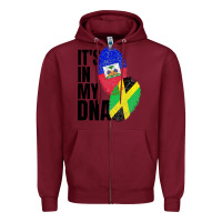 Burgundy jamaican and haitian mix flag dna heritage Zipper Hoodie - artisFamous