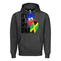 Charcoal Heather jamaican and haitian mix flag dna heritage Zipper Hoodie - artisFamous