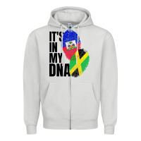 Dove Grey jamaican and haitian mix flag dna heritage Zipper Hoodie - artisFamous