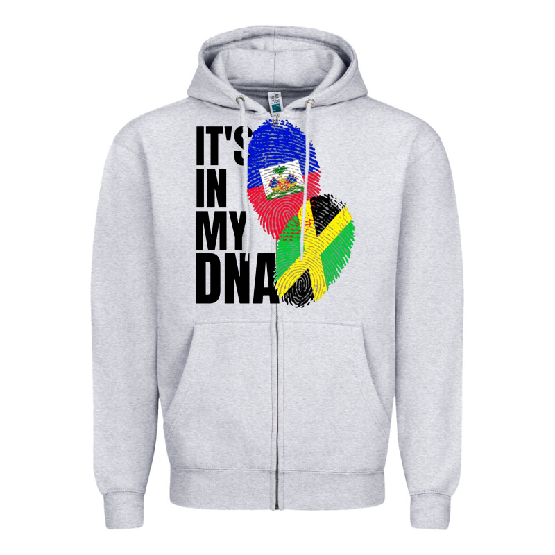 Jamaican And Haitian Mix Flag Dna Heritage Zipper Hoodie by artisFamous | Teevron