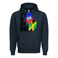 Navy jamaican and haitian mix flag dna heritage Zipper Hoodie - artisFamous