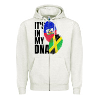 Oatmeal Heather jamaican and haitian mix flag dna heritage Zipper Hoodie - artisFamous