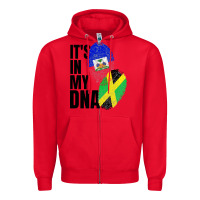Red jamaican and haitian mix flag dna heritage Zipper Hoodie - artisFamous