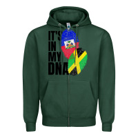 Sports Green jamaican and haitian mix flag dna heritage Zipper Hoodie - artisFamous