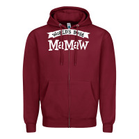 Burgundy World's Best Mamaw Ever Zipper Hoodie - artisFamous