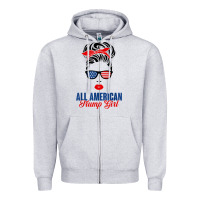 Heather Grey all american trump girl Zipper Hoodie - artisFamous